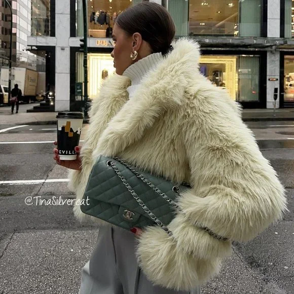 BLOGGER'S FAVE! Zara Faux Fur Coat NWT - Picture 3 of 17